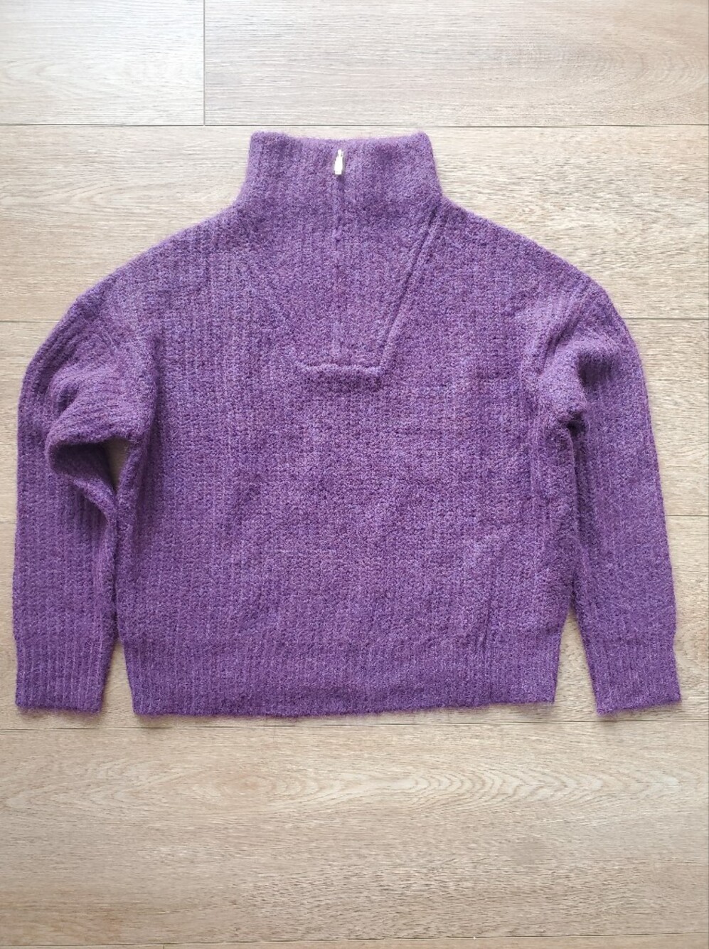 Elie Tahari NWT Lavender-Purple Quarter-Zip Cozy Knit Sweater, Sz L